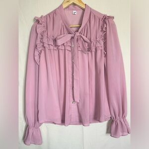 Elegant Pink Ruffle Blouse